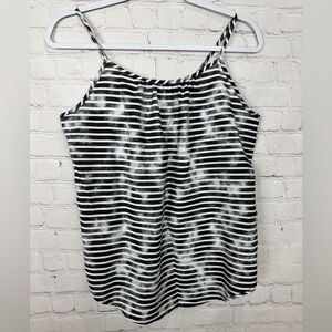 Faded Glory Womens Tank Sleeveless‎ Blouse Black White Striped Sz S GUC